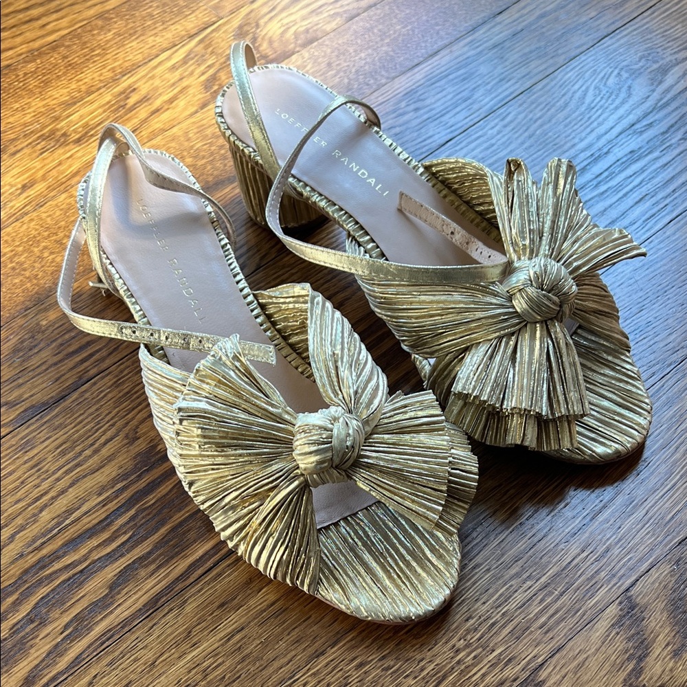 BEST AND LOWEST PRICE!! Loeffler Randall Metallic Gold Bow Sandals- WORN ONCE!